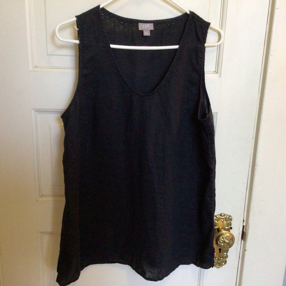 J. Jill Black Linen Sleeveless Tank Top